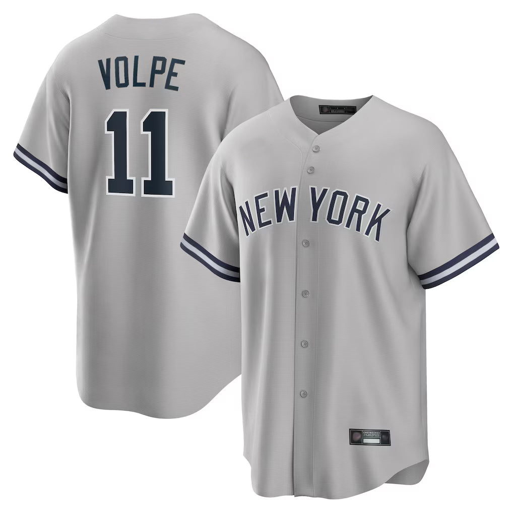 Johmsee NY.Yankees #11 Anthony Volpe Player Gray Road Game Stitched Jerseys
