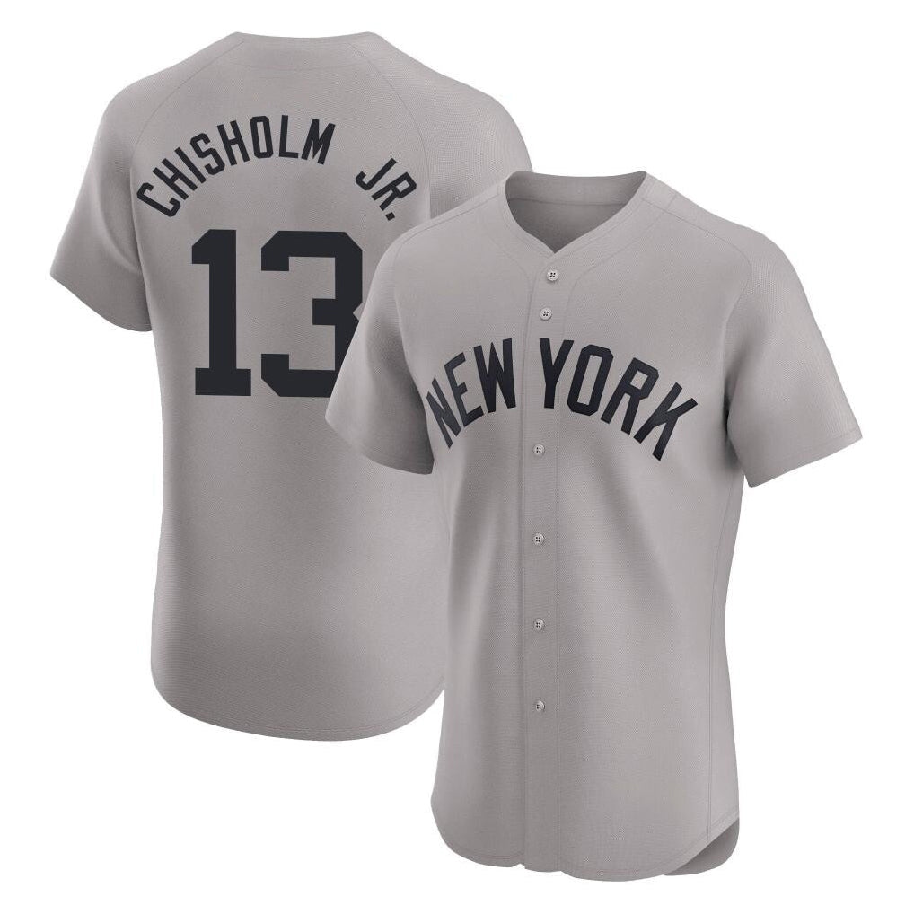 Johmsee NY.Yankees #13 Jazz Chisholm Jr Player Gray Limited Elite Home Stitched Jerseys