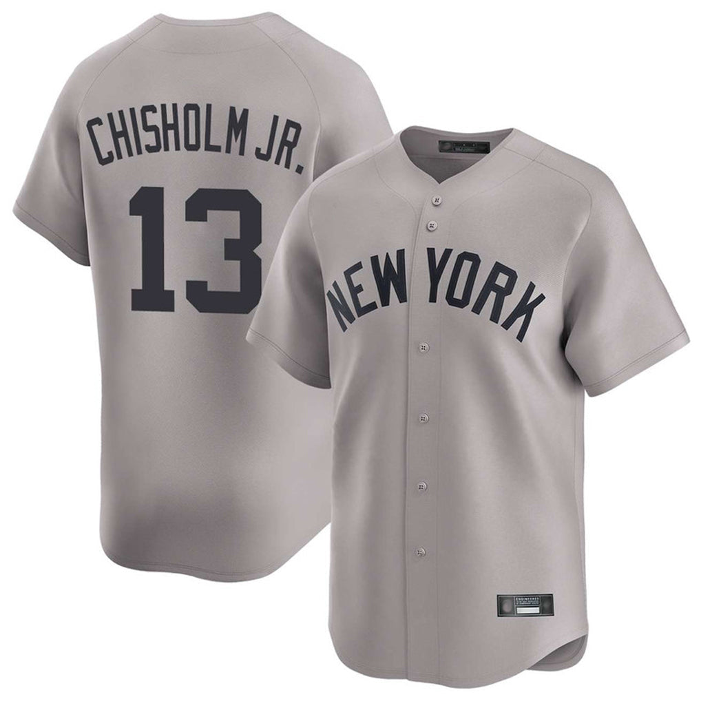 Johmsee NY.Yankees #13 Jazz Chisholm Jr Player Gray Limited Home Stitched Jerseys