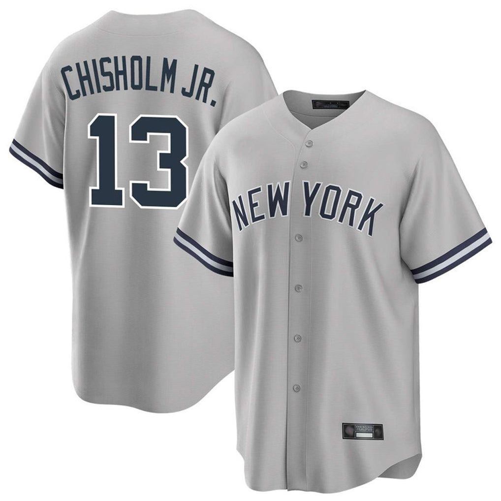 Johmsee NY.Yankees #13 Jazz Chisholm Jr Player Gray Road Game Stitched Jerseys