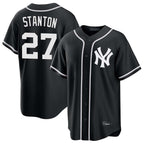 Johmsee NY.Yankees #27 Giancarlo Stanton Player Black Out Game Home Stitched Jerseys