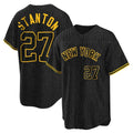 Johmsee NY.Yankees #27 Giancarlo Stanton Player Black Snake Skin City Game Home Stitched Jerseys