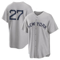 Johmsee NY.Yankees #27 Giancarlo Stanton Player Gray Field of Dreams Game Stitched Jerseys