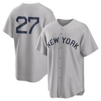 Johmsee NY.Yankees #27 Giancarlo Stanton Player Gray Field of Dreams Game Stitched Jerseys