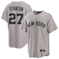 Johmsee NY.Yankees #27 Giancarlo Stanton Player Gray Game Home Stitched Jerseys