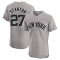 Johmsee NY.Yankees #27 Giancarlo Stanton Player Gray Limited Elite Home Stitched Jerseys