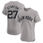 Johmsee NY.Yankees #27 Giancarlo Stanton Player Gray Limited Elite Home Stitched Jerseys