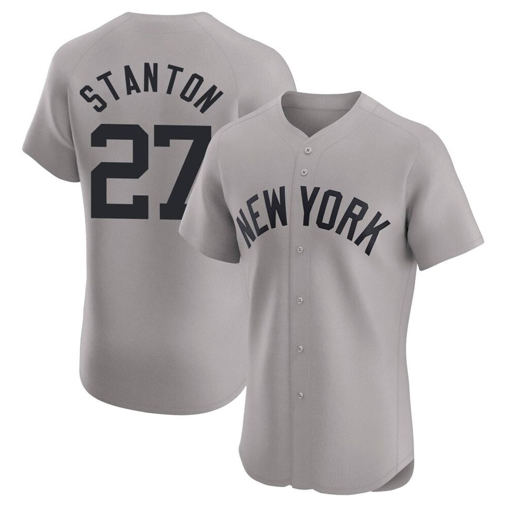 Johmsee NY.Yankees #27 Giancarlo Stanton Player Gray Limited Elite Home Stitched Jerseys