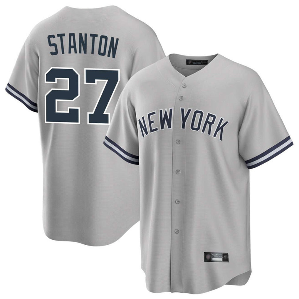 Johmsee NY.Yankees #27 Giancarlo Stanton Player Gray Road Game Stitched Jerseys