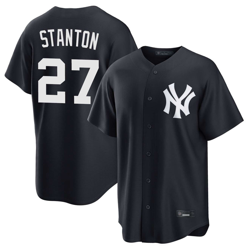 Johmsee NY.Yankees #27 Giancarlo Stanton Player Navy Game Stitched Jerseys