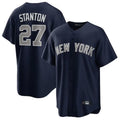 Johmsee NY.Yankees #27 Giancarlo Stanton Player Navy Replica Game Stitched Jerseys