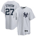Johmsee NY.Yankees #27 Giancarlo Stanton Player White Game Home Stitched Jerseys