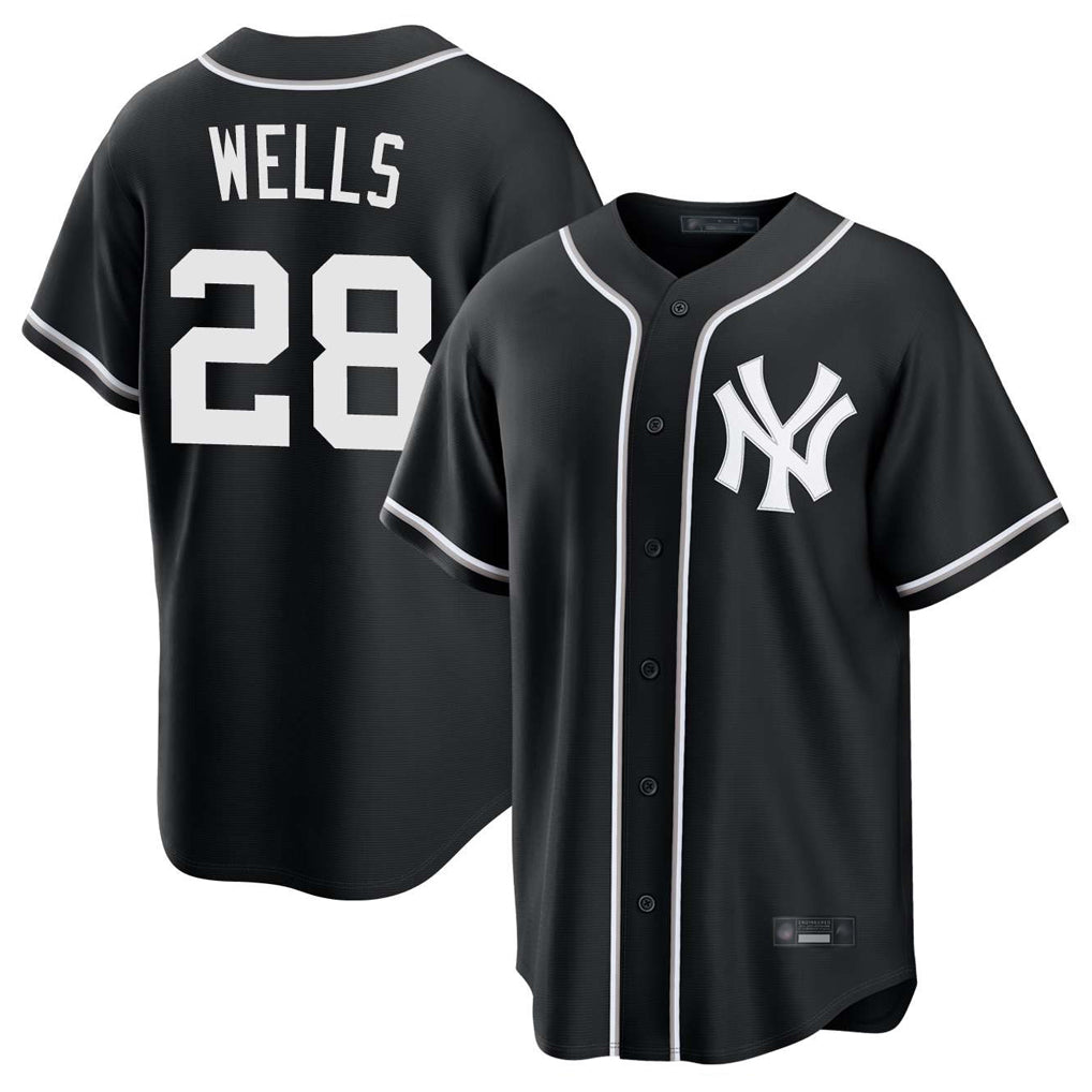 Johmsee NY.Yankees #28 Austin Wells Player Black Out Game Home Stitched Jerseys