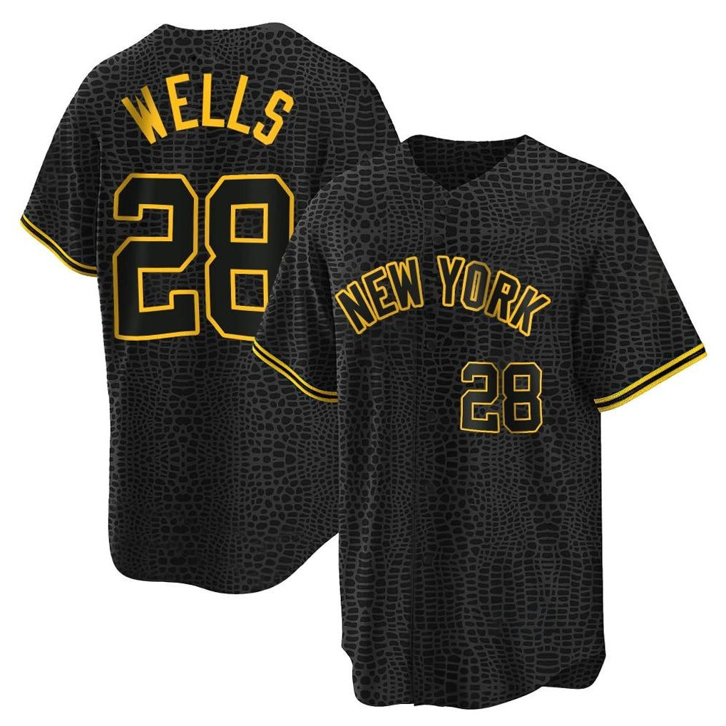 Johmsee NY.Yankees #28 Austin Wells Player Black Snake Skin City Game Home Stitched Jerseys