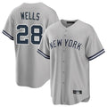 Johmsee NY.Yankees #28 Austin Wells Player Gray Road Game Stitched Jerseys