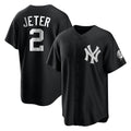 Johmsee NY.Yankees #2 Derek Jeter Player Black Game Stitched Jerseys