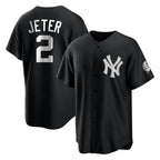 Johmsee NY.Yankees #2 Derek Jeter Player Black Game Stitched Jerseys