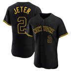Johmsee NY.Yankees #2 Derek Jeter Player Black Snake Skin City Limited ELite Home Stitched Jerseys