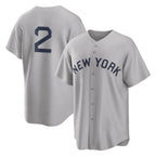Johmsee NY.Yankees #2 Derek Jeter Player Gray Field of Dreams Game Stitched Jerseys