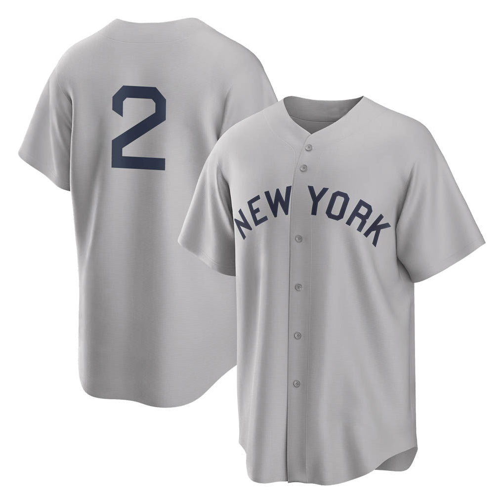 Johmsee NY.Yankees #2 Derek Jeter Player Gray Field of Dreams Game Stitched Jerseys