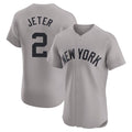 Johmsee NY.Yankees #2 Derek Jeter Player Gray Limited Elite Home Stitched Jerseys