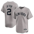 Johmsee NY.Yankees #2 Derek Jeter Player Gray Limited Home Stitched Jerseys