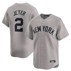 Johmsee NY.Yankees #2 Derek Jeter Player Gray Limited Home Stitched Jerseys