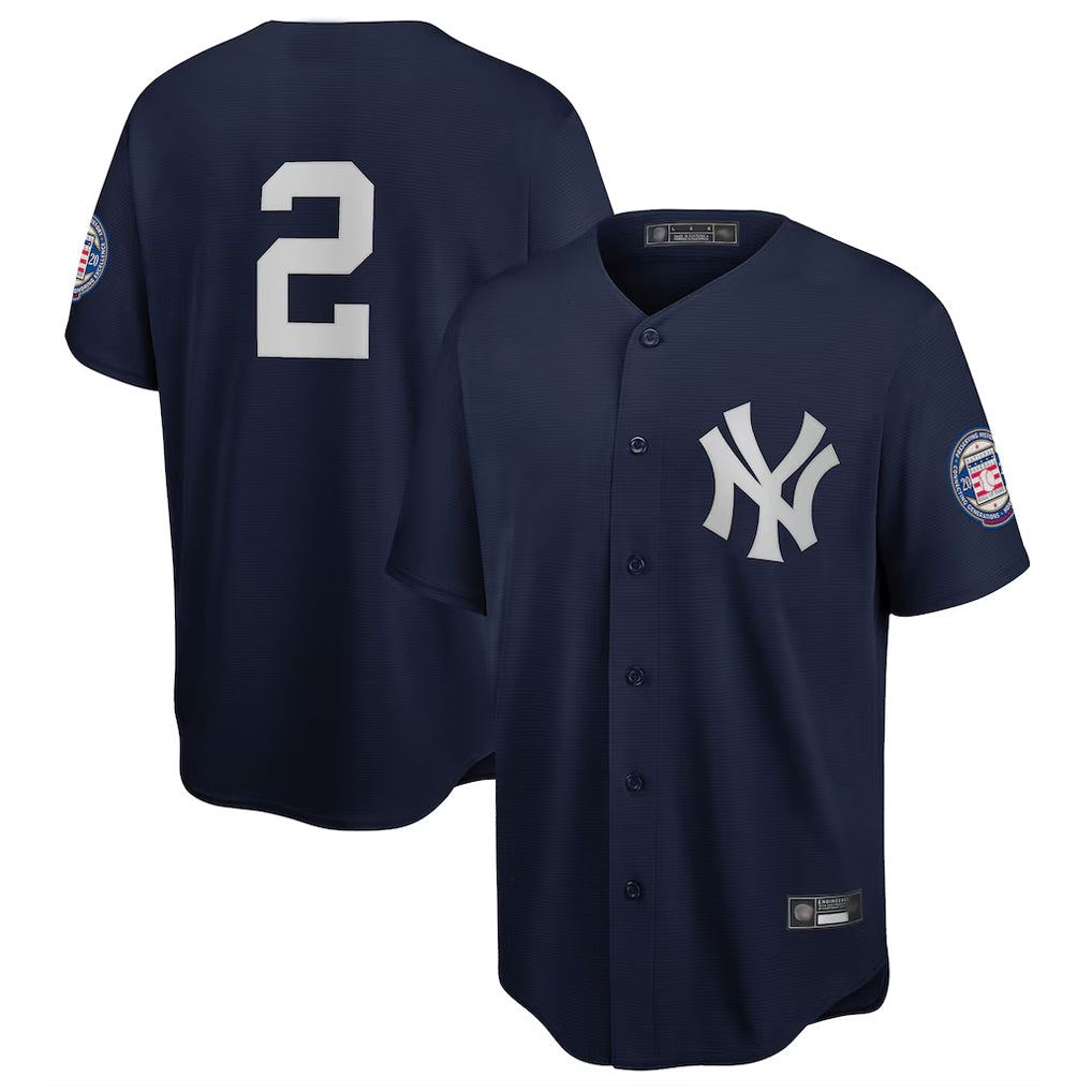 Johmsee NY.Yankees #2 Derek Jeter Player Navy 2020 Hall of Fame Induction Limited Stitched Jerseys