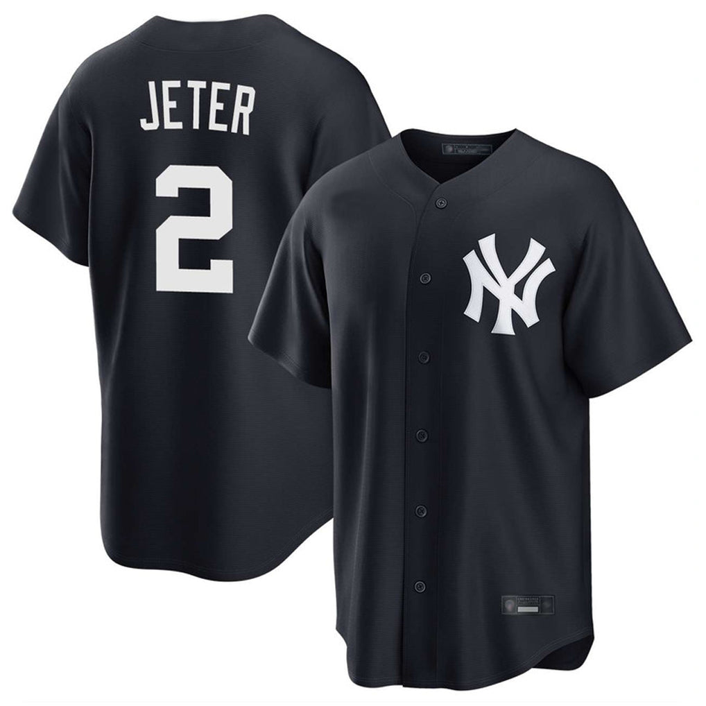 Johmsee NY.Yankees #2 Derek Jeter Player Navy Game Stitched Jerseys