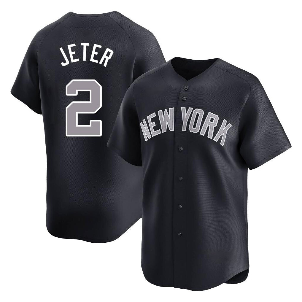 Johmsee NY.Yankees #2 Derek Jeter Player Navy Limited Game Stitched Jerseys