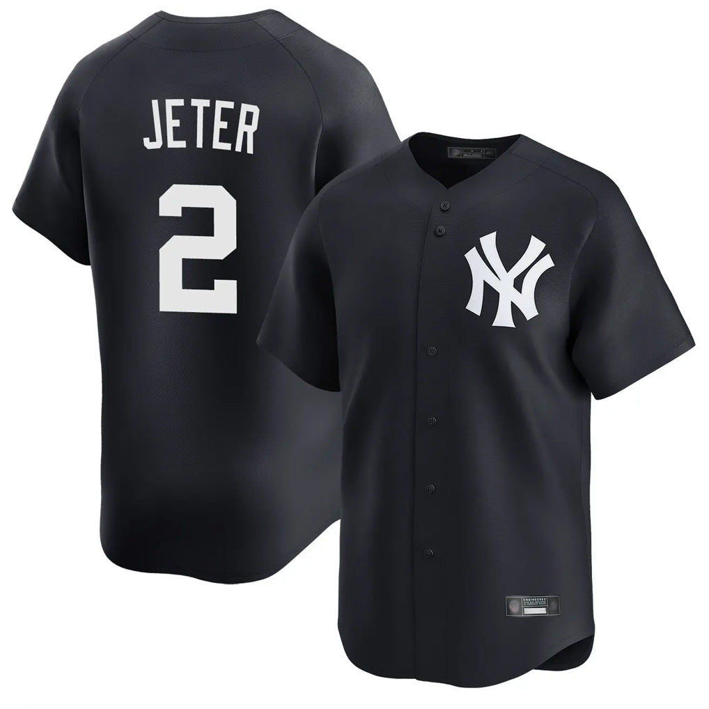 Johmsee NY.Yankees #2 Derek Jeter Player Navy Limited Home Stitched Jerseys