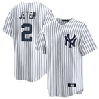 Johmsee NY.Yankees #2 Derek Jeter Player White Game Home Stitched Jerseys