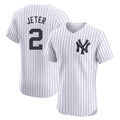 Johmsee NY.Yankees #2 Derek Jeter Player White Limited Elite Home Stitched Jerseys