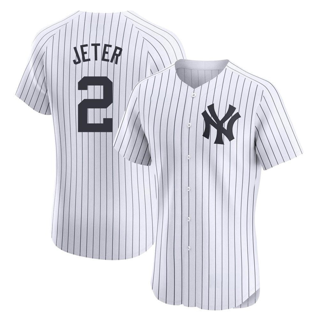 Johmsee NY.Yankees #2 Derek Jeter Player White Limited Elite Home Stitched Jerseys