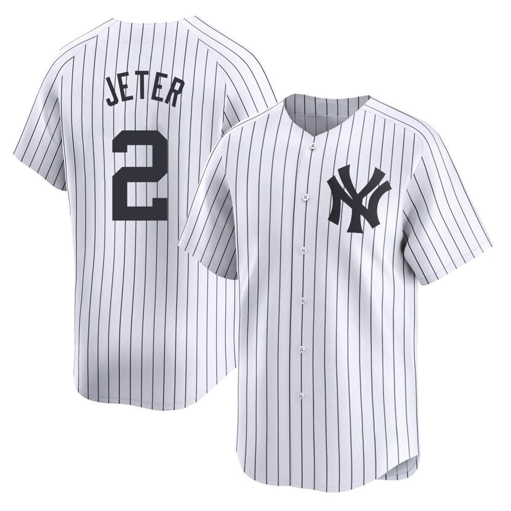 Johmsee NY.Yankees #2 Derek Jeter Player White Limited Home Stitched Jerseys