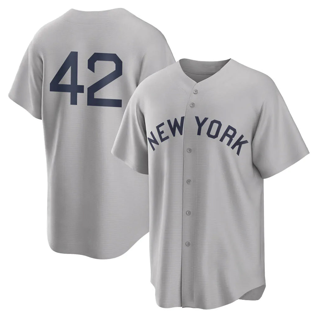 Johmsee NY.Yankees #42 Mariano Rivera Player Gray Field of Dreams Game Stitched Jerseys