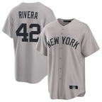 Johmsee NY.Yankees #42 Mariano Rivera Player Gray Game Home Stitched Jerseys