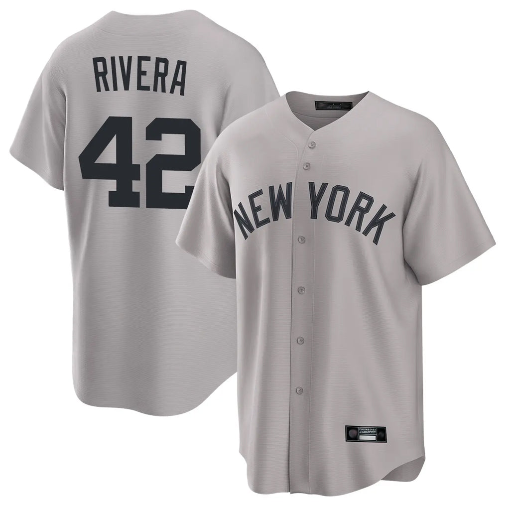 Johmsee NY.Yankees #42 Mariano Rivera Player Gray Game Home Stitched Jerseys