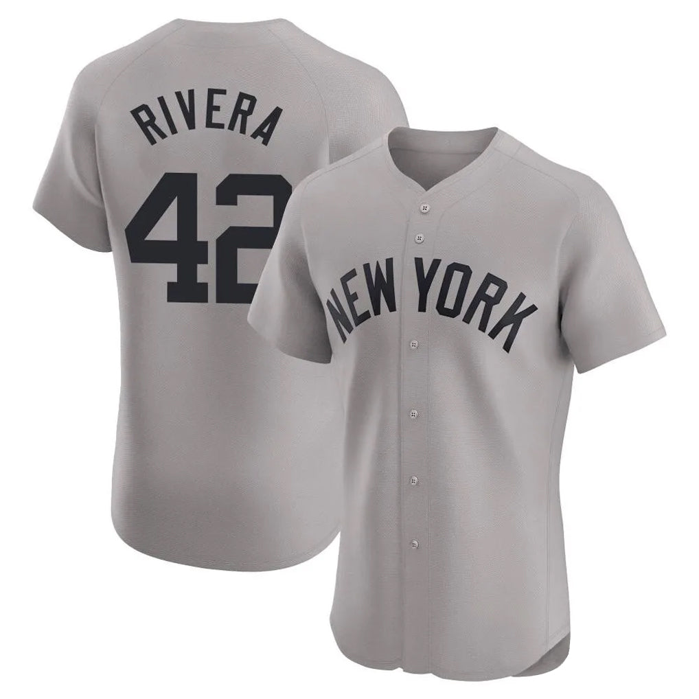 Johmsee NY.Yankees #42 Mariano Rivera Player Gray Limited Elite Home Stitched Jerseys