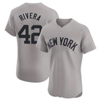 Johmsee NY.Yankees #42 Mariano Rivera Player Gray Limited Elite Home Stitched Jerseys