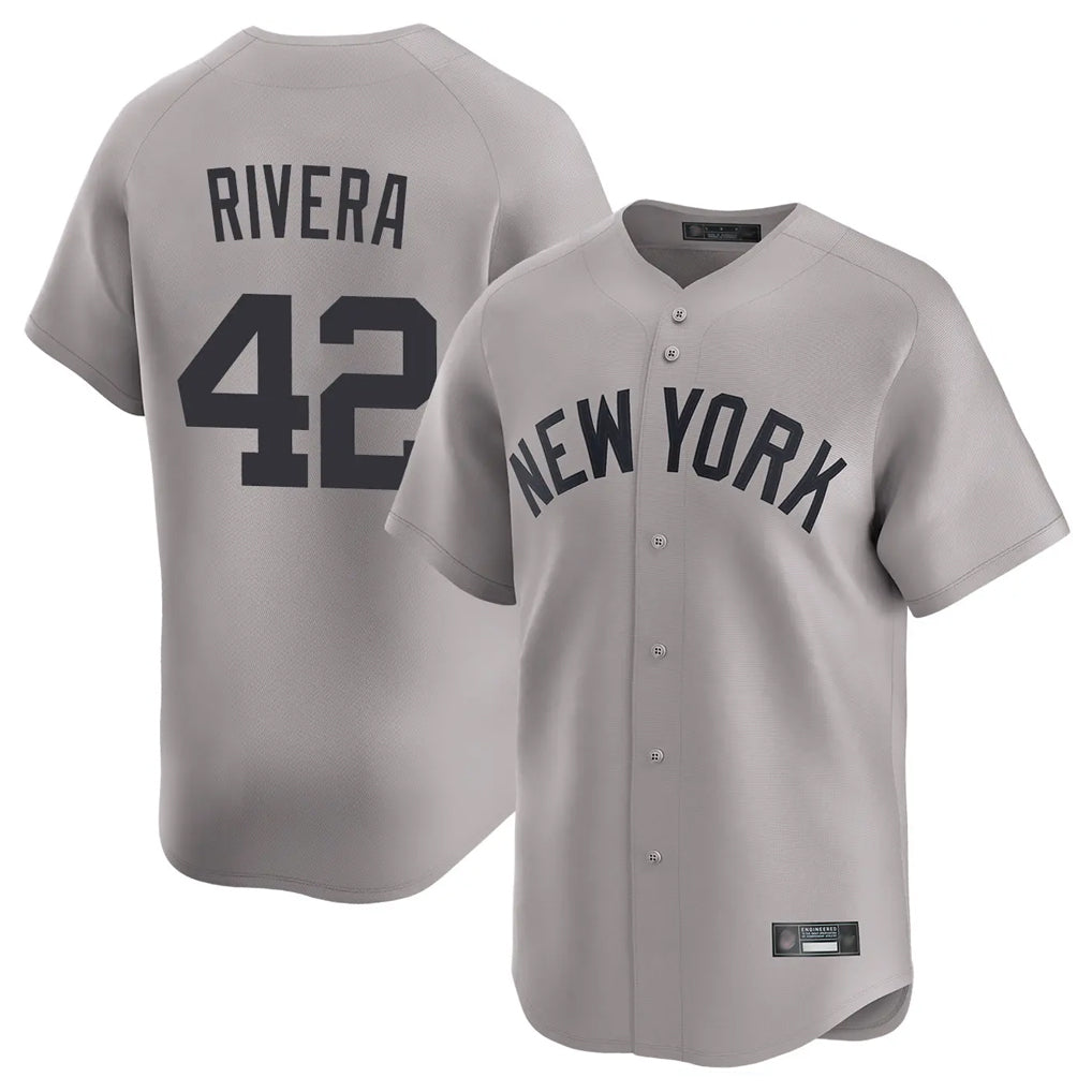 Johmsee NY.Yankees #42 Mariano Rivera Player Gray Limited Home Stitched Jerseys