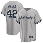 Johmsee NY.Yankees #42 Mariano Rivera Player Gray Road Game Stitched Jerseys