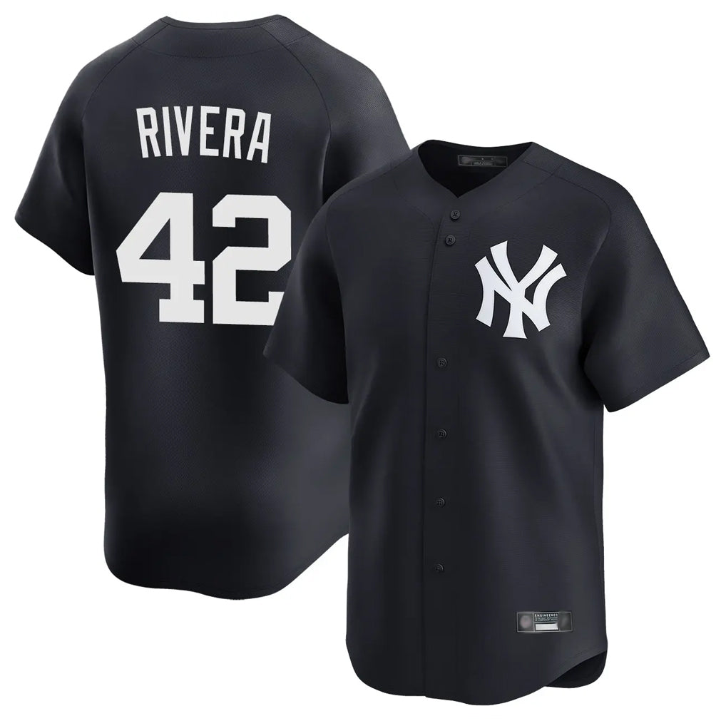 Johmsee NY.Yankees #42 Mariano Rivera Player Navy Alternate Limited Home Stitched Jerseys