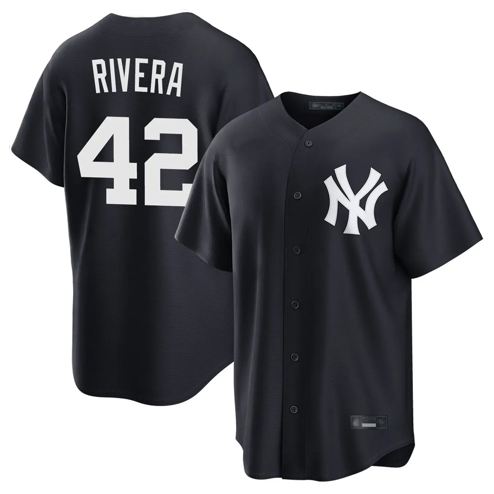 Johmsee NY.Yankees #42 Mariano Rivera Player Navy Game Home Stitched Jerseys