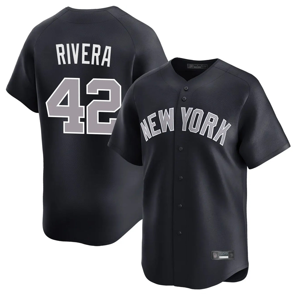 Johmsee NY.Yankees #42 Mariano Rivera Player Navy Limited Home Stitched Jerseys