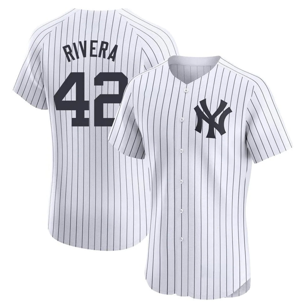 Johmsee NY.Yankees #42 Mariano Rivera Player White Limited Elite Home Stitched Jerseys