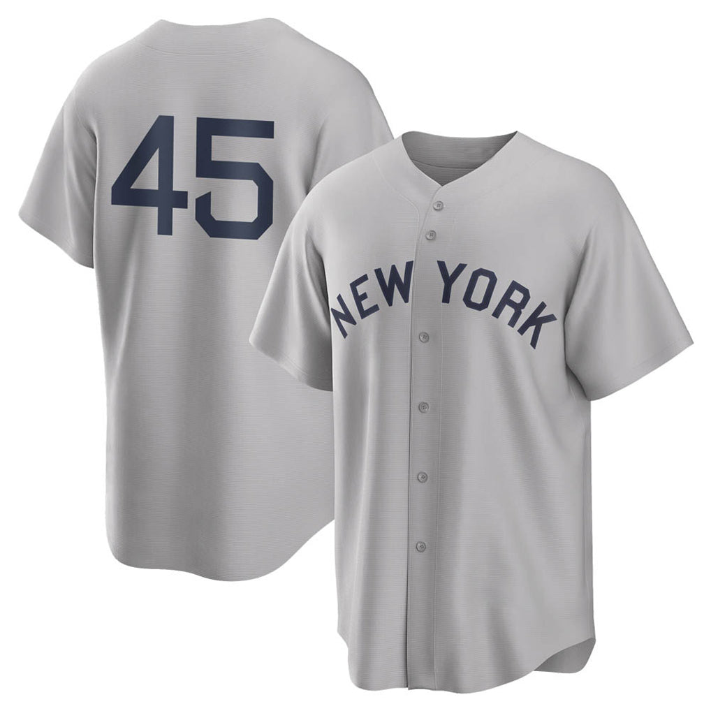 Johmsee NY.Yankees #45 Gerrit Cole Player Gray Field of Dreams Game Stitched Jerseys