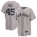 Johmsee NY.Yankees #45 Gerrit Cole Player Gray Game Home Stitched Jerseys