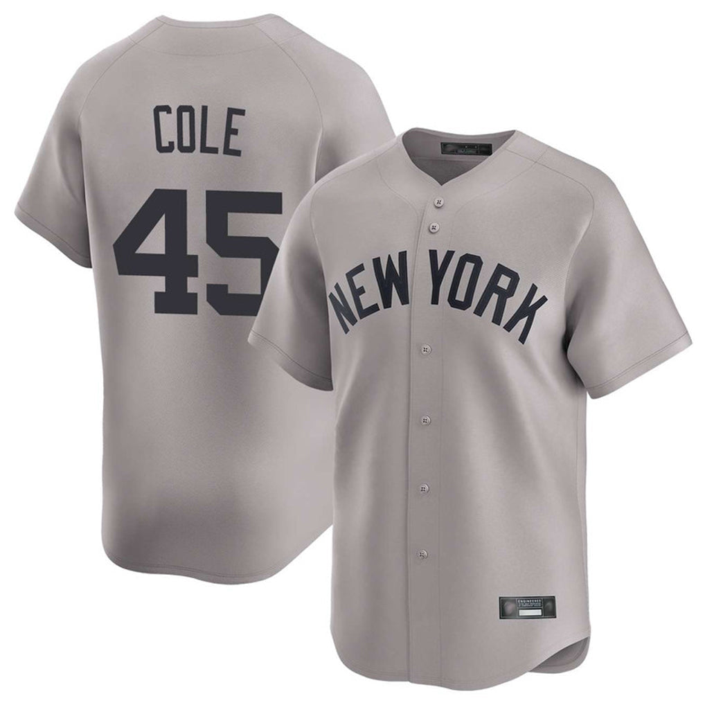 Johmsee NY.Yankees #45 Gerrit Cole Player Gray Limited Home Stitched Jerseys