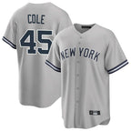 Johmsee NY.Yankees #45 Gerrit Cole Player Gray Road Game Stitched Jerseys